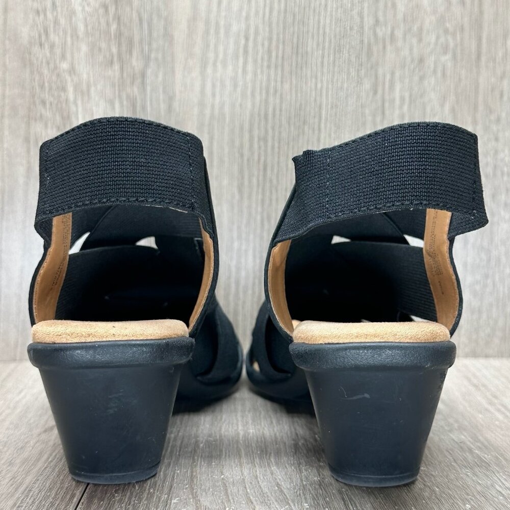 Comfortiva Sandals Women Sz 6.5M Elastic Criss Cross Strap Farrow Open Toe Black - Picture 4 of 12